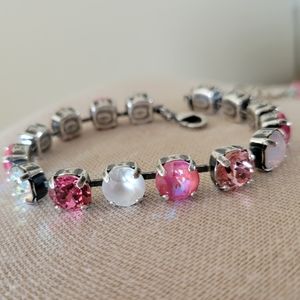 Austrian Crystal Tennis Bracelet in Antique Silver
